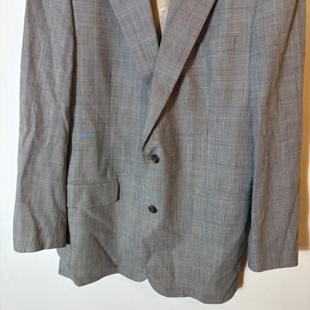 Brooks Brothers 43L Gray Glen Plaid Wool‎ Cotton Blend Blazer Made in USA